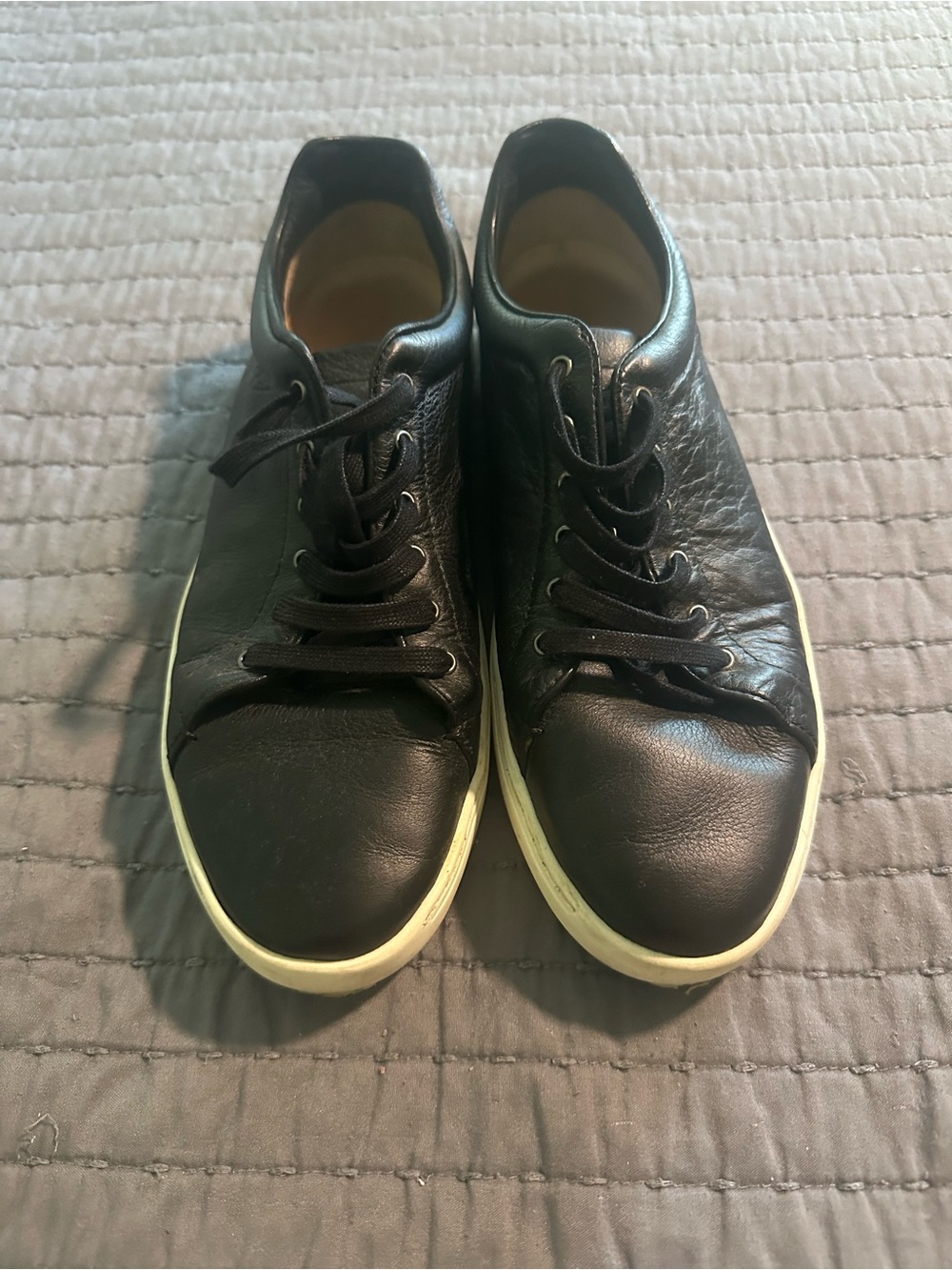rag & bone Black Leather Low-Top Sneakers with Cream Sole